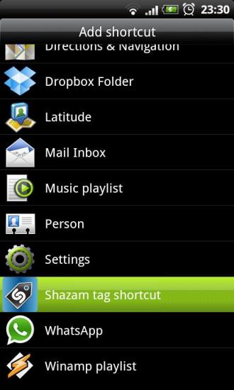 Shazam tag shortcut