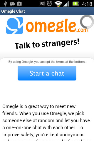 Chat with a person picked randomly from thousands of users on Omegle.com we...