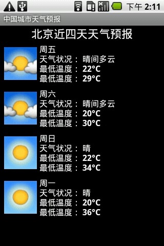 中国城市天气预报