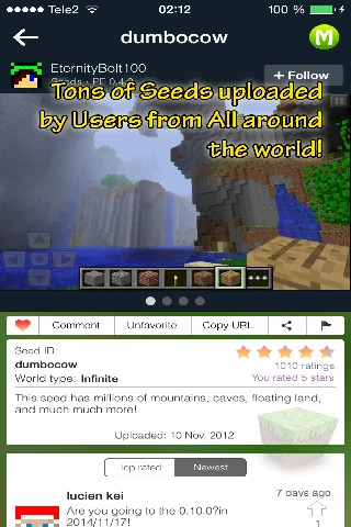 Minecraft Seeds Lite截图