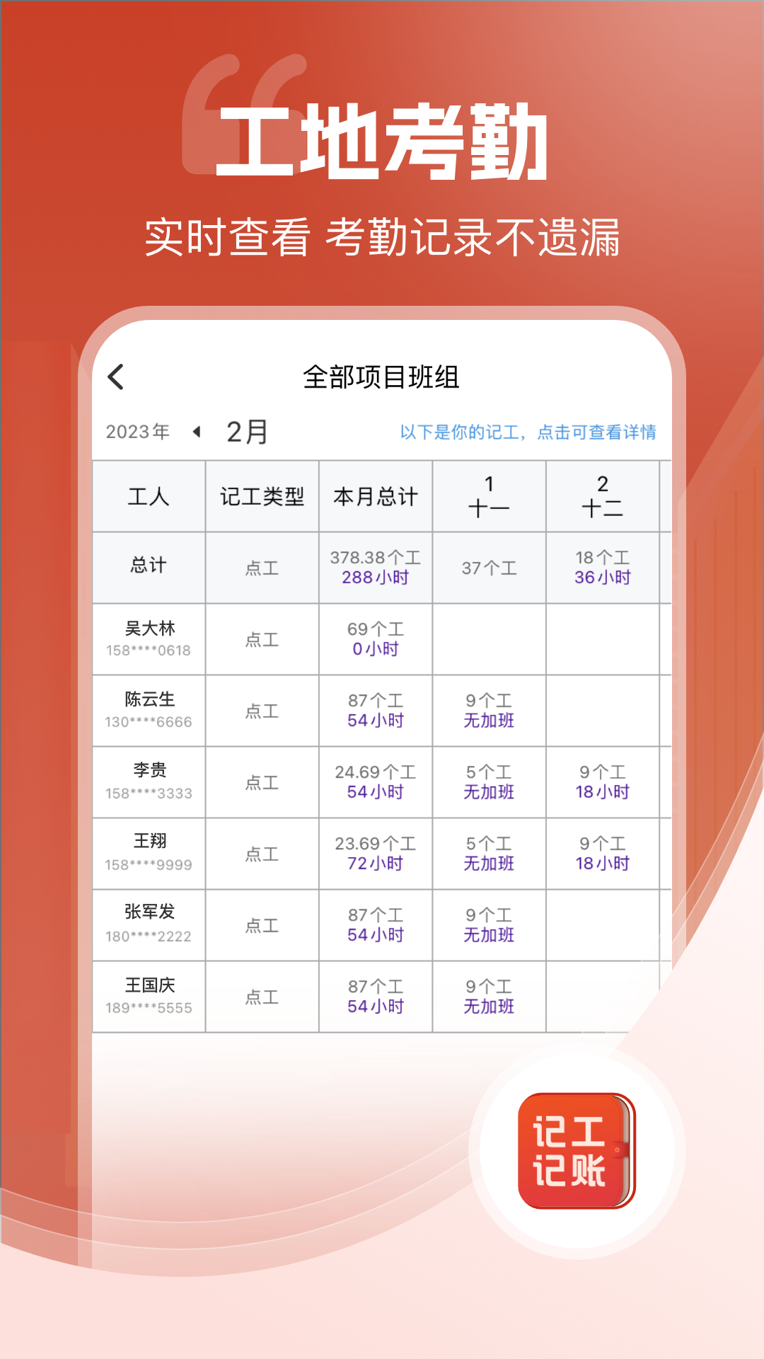 精彩截图-记工记账2026官方新版