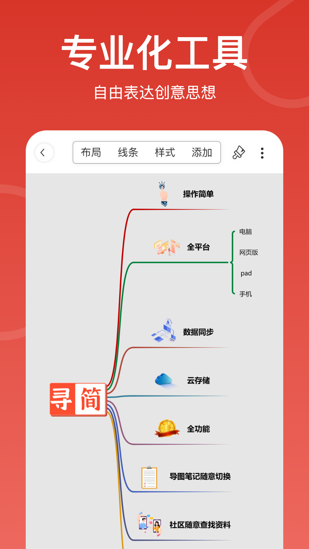 精彩截图-寻简思维导图2025官方新版