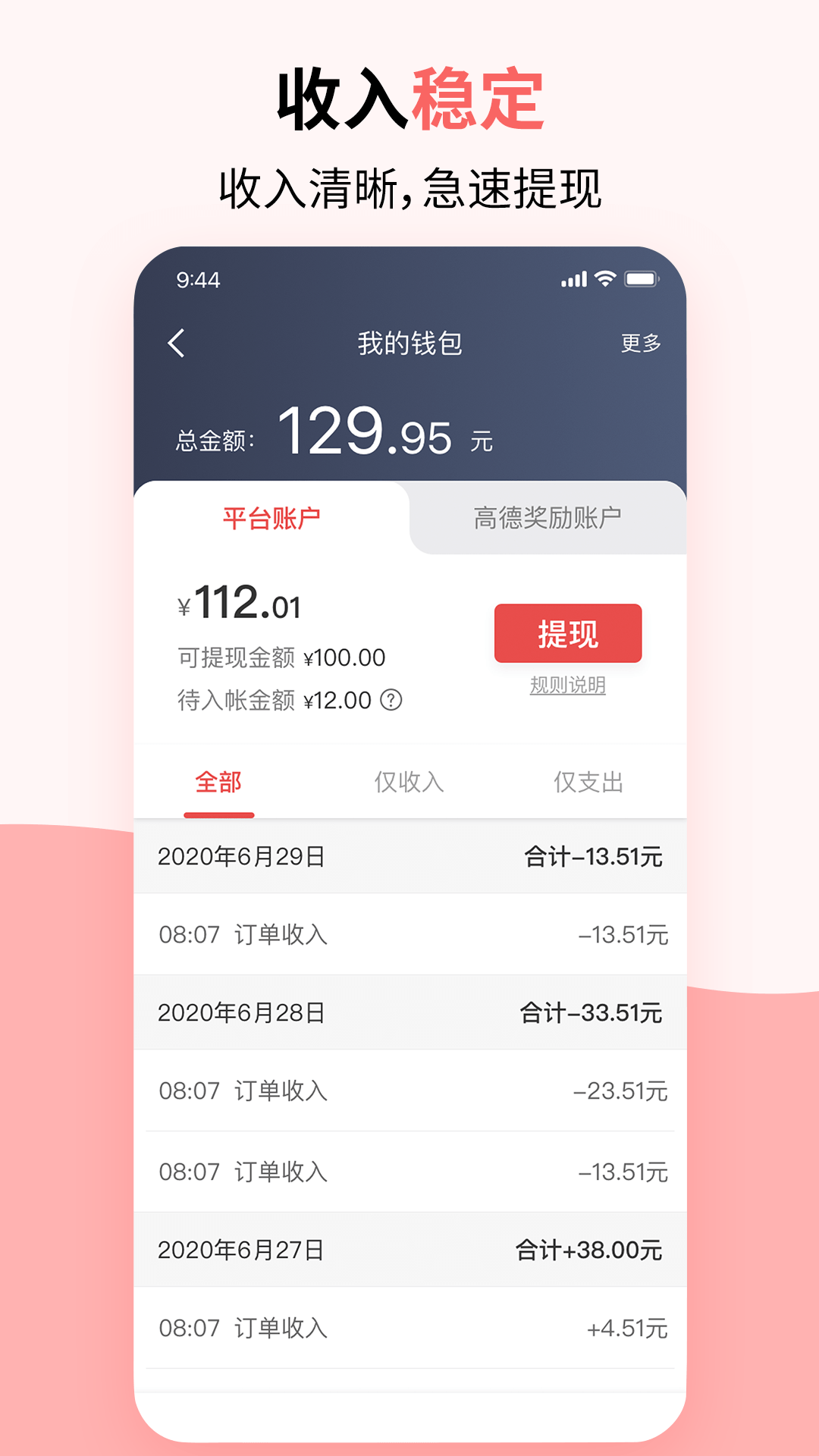 顶风出行司机截图