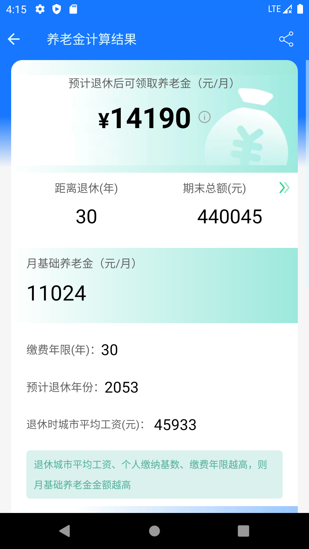 精彩截图-养老金计算器2026官方新版