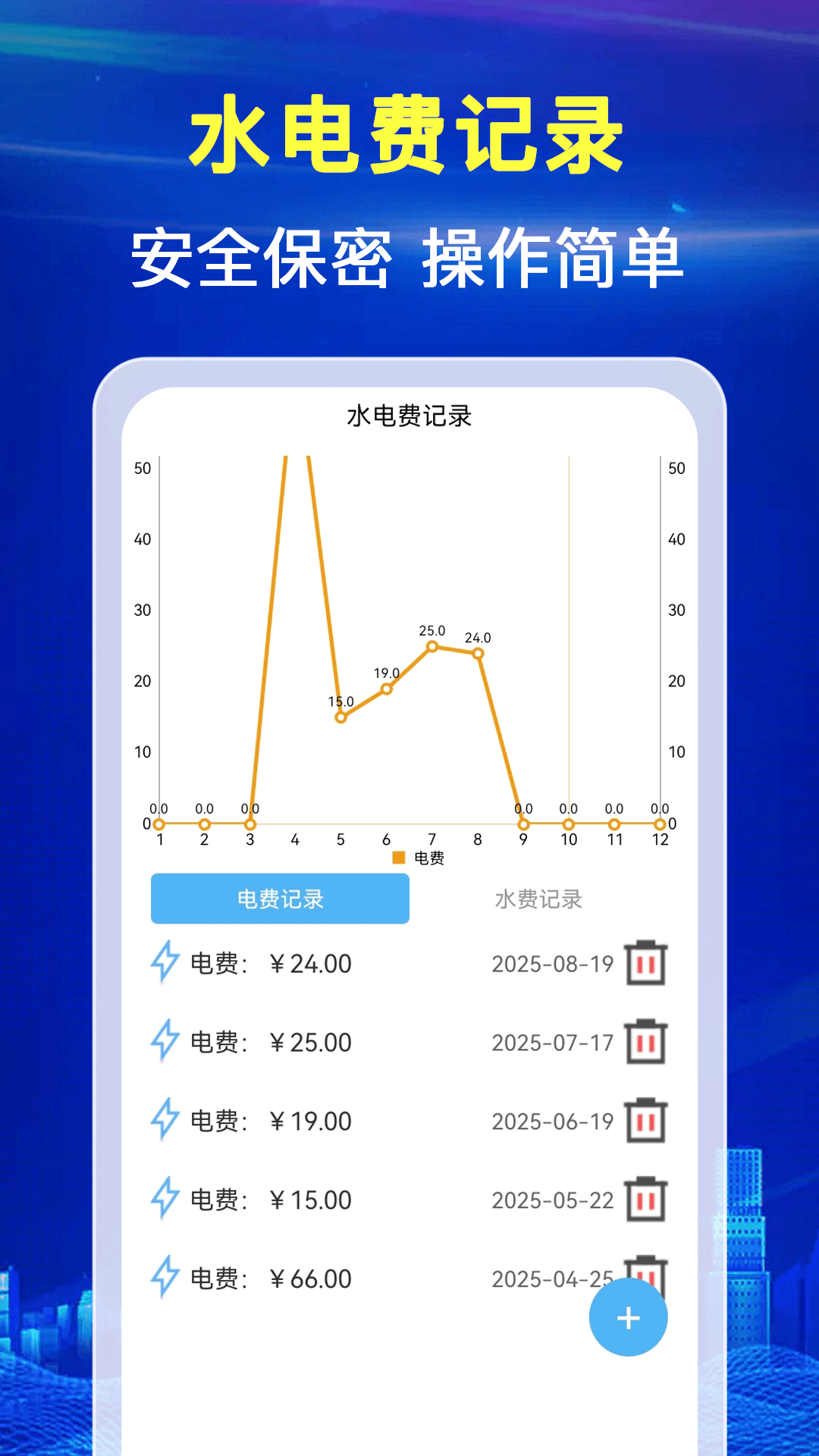 水电月度费用算 截图 1