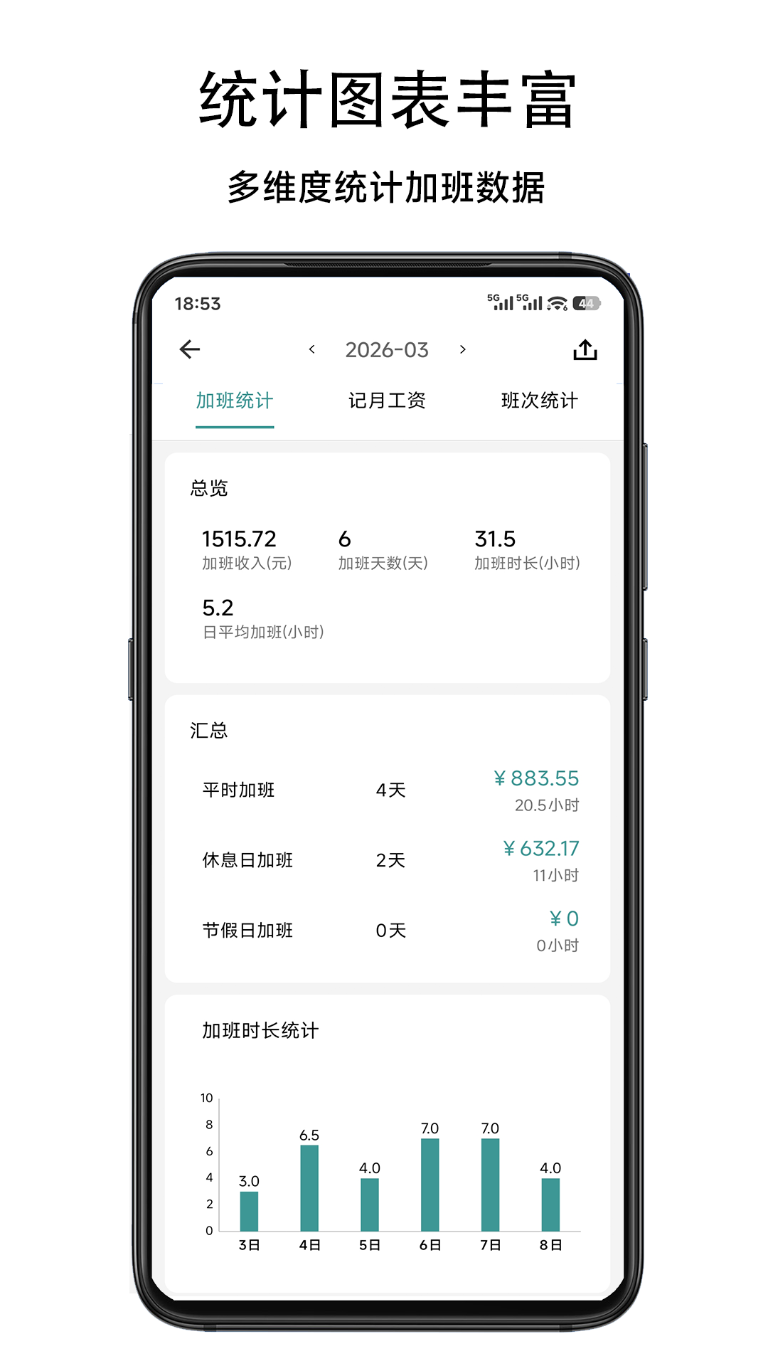 精彩截图-极简记加班2026官方新版