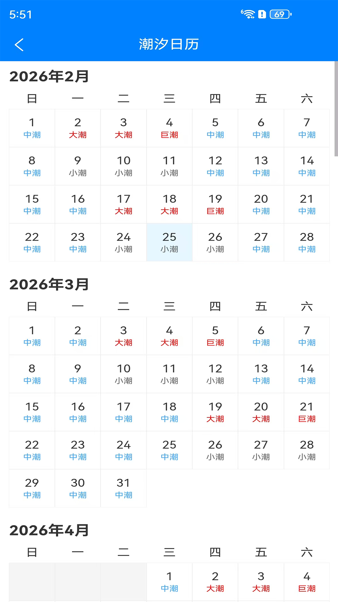 精彩截图-赶海潮汐表2026官方新版