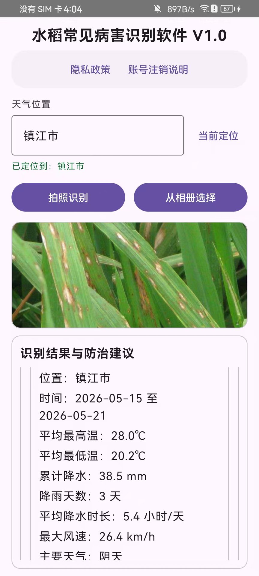 精彩截图-水稻常见病害识别软件 V1.02026官方新版